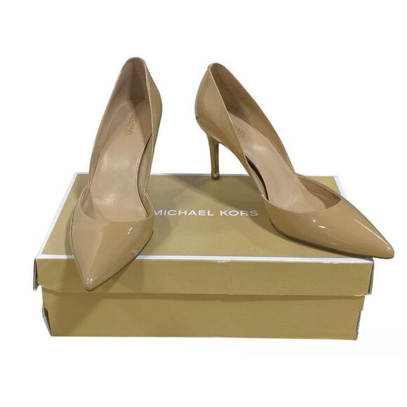 Michael Kors Ashby Flex Nude Patent Leather Mid Pumps 9M - Picture 1 of 8